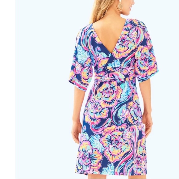 Lilly Pulitzer Parigi Dress SZ S Nauti Navy Boho Bateau - Picture 3 of 15